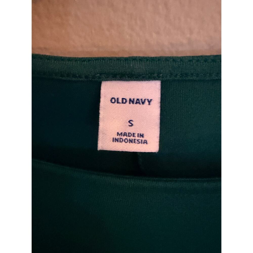 Old Navy Long-Sleeve Jersey-Knit Mini Swing Crew Neckline Dress Green Small EUC - Picture 4 of 12